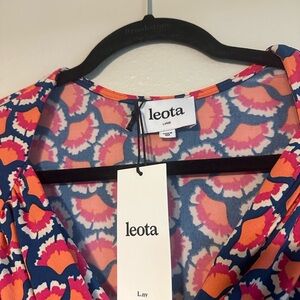 Leota Blue and Orange Floral Midi Dress Size large